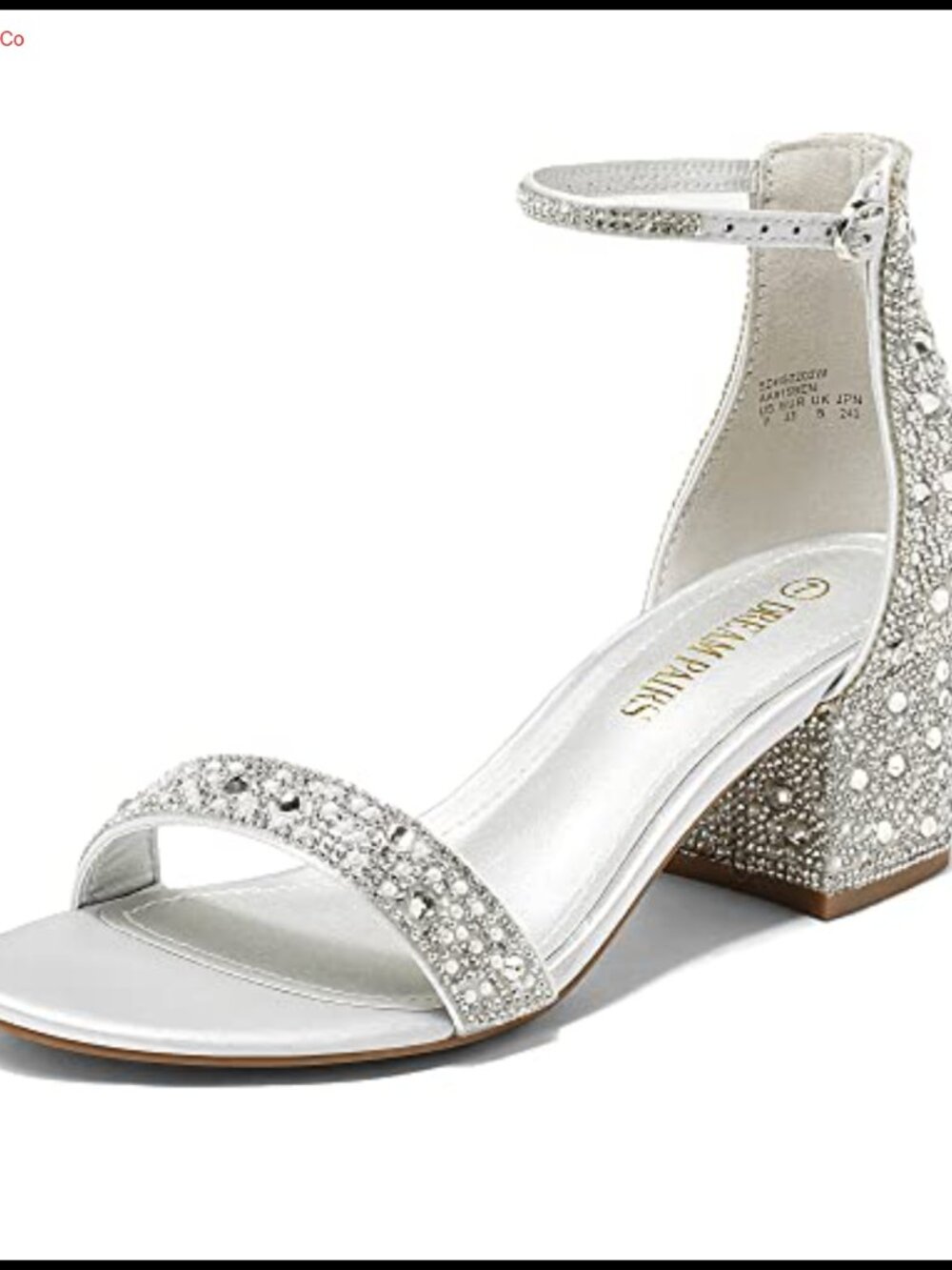 Womens Rhinestone Satin Block Heel Ankle Strap Dress Sandals